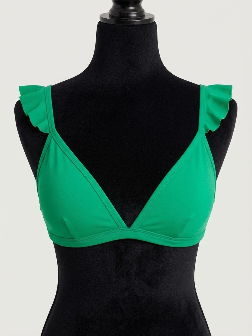 NWT J.Crew Ruffle V-Neck Bikini Swim Top Green Size S